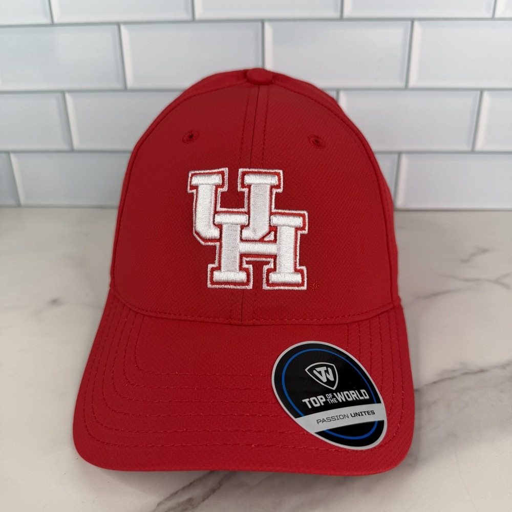 Houston Cougars Hat Cap Strap Back Mens Red NCAA College Football Embroidered‎